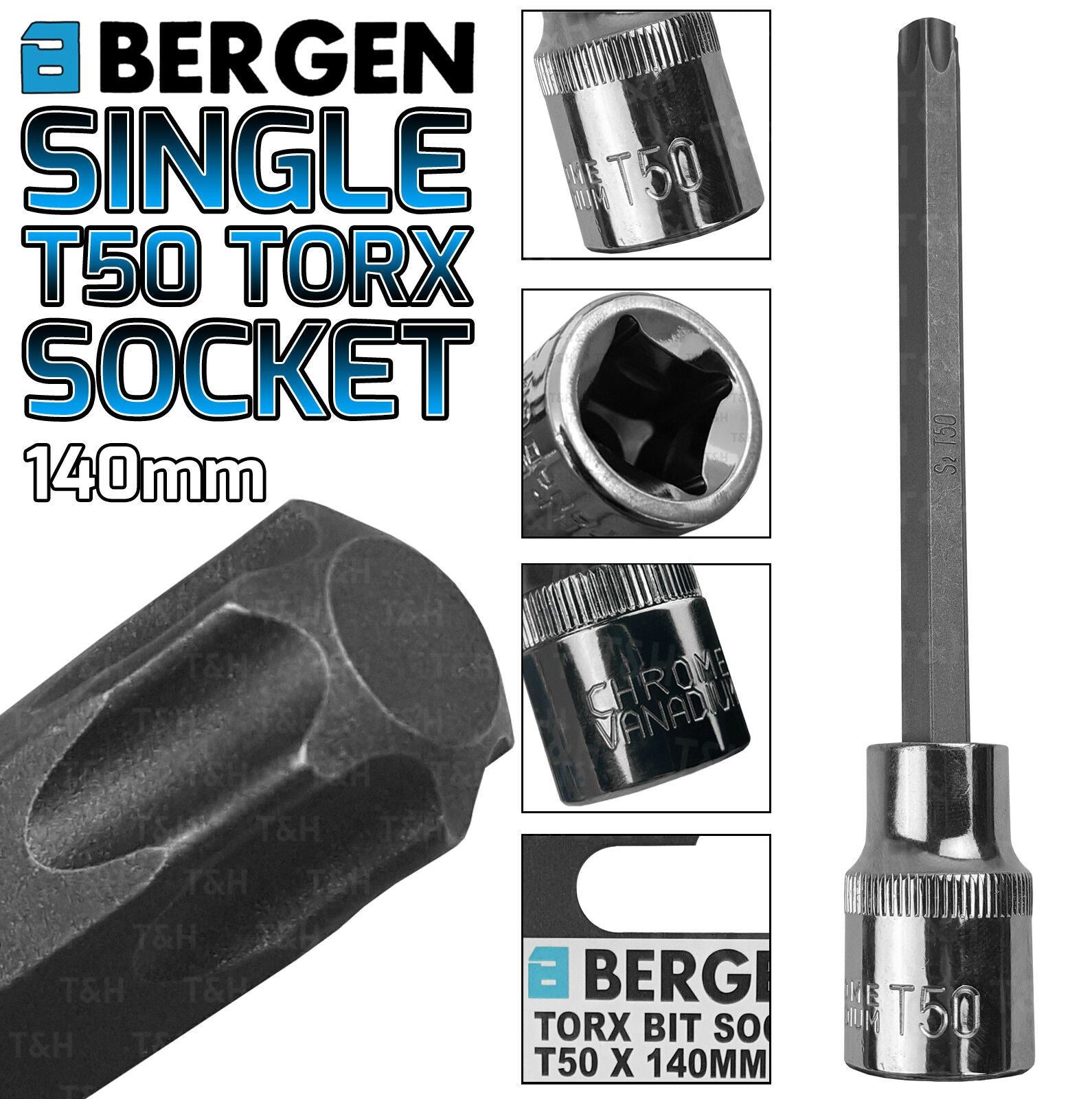US PRO T50 1/2" DRIVE 140MM LONG TORX BIT SOCKET ( SINGLE )