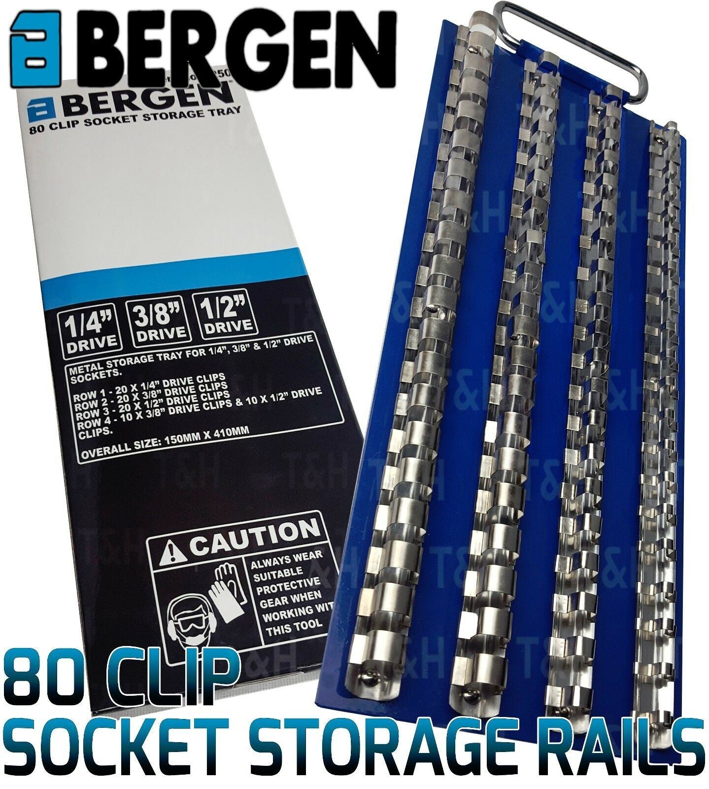 US PRO 80 CLIP 1/4" & 3/8" & 1/2" DRIVE SOCKET RAILS