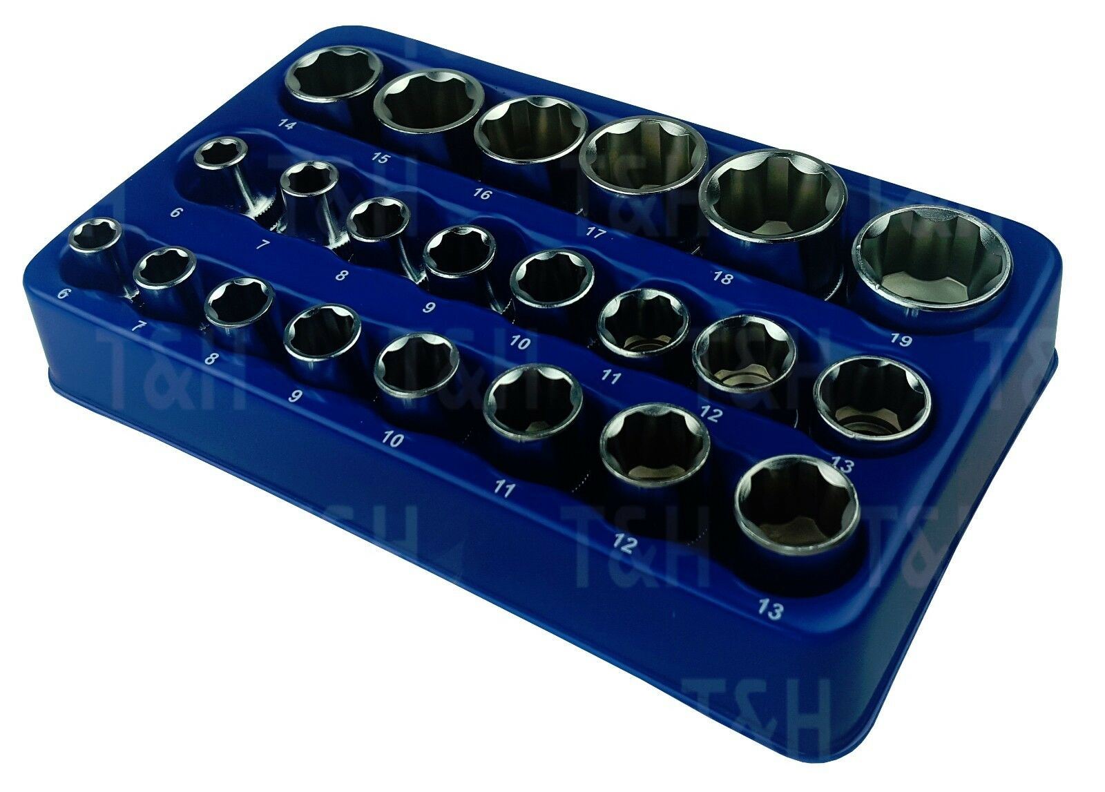 US PRO 22PCS 1/4" & 3/8" DRIVE SUPER LOCK SOCKETS 6MM - 19MM