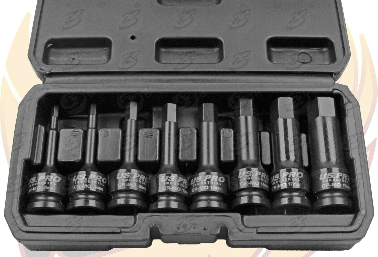 US PRO INDUSTRIAL 8PCS 1/2" DRIVE IMPACT HEX BIT SOCKETS H5 - H19