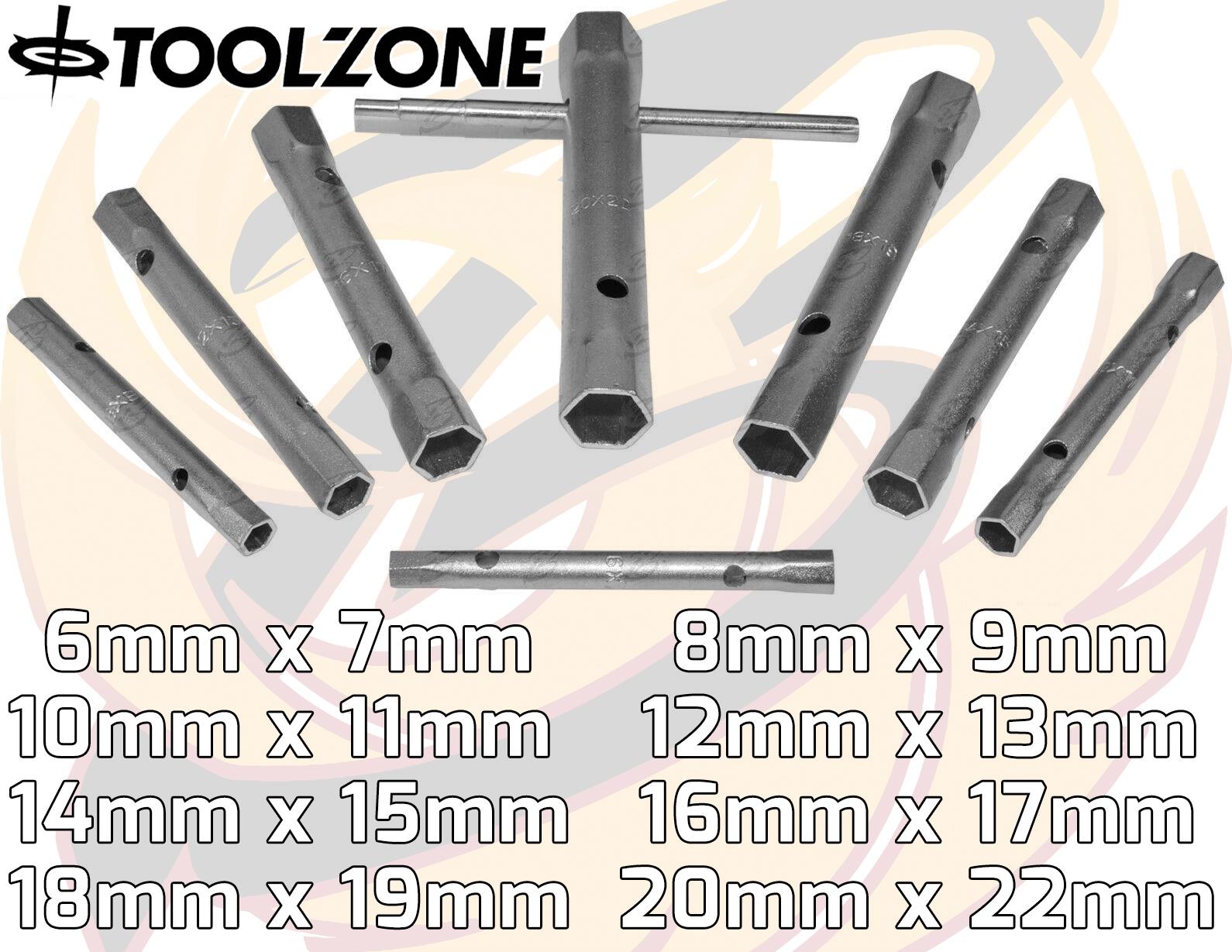 TOOLZONE 8PCS TUBULAR BOX SPANNERS 6MM - 22MM