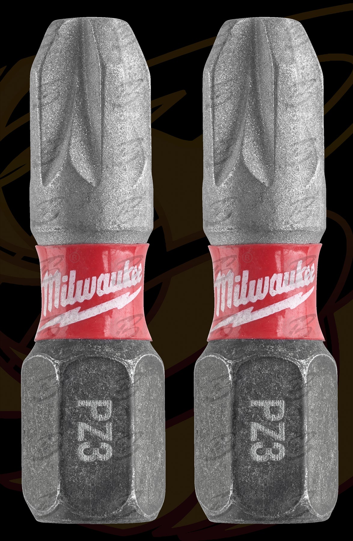 MILWAUKEE 2PCS x PZ3 x 25MM POZIDRIVE IMPACT DRILL / DRIVER BIT ( SHOCKWAVE IMPACT DUTY )