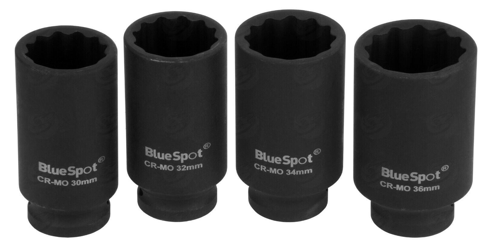 BLUESPOT 4PCS 1/2" DRIVE 12 POINT DEEP IMPACT SOCKETS 30MM - 36MM