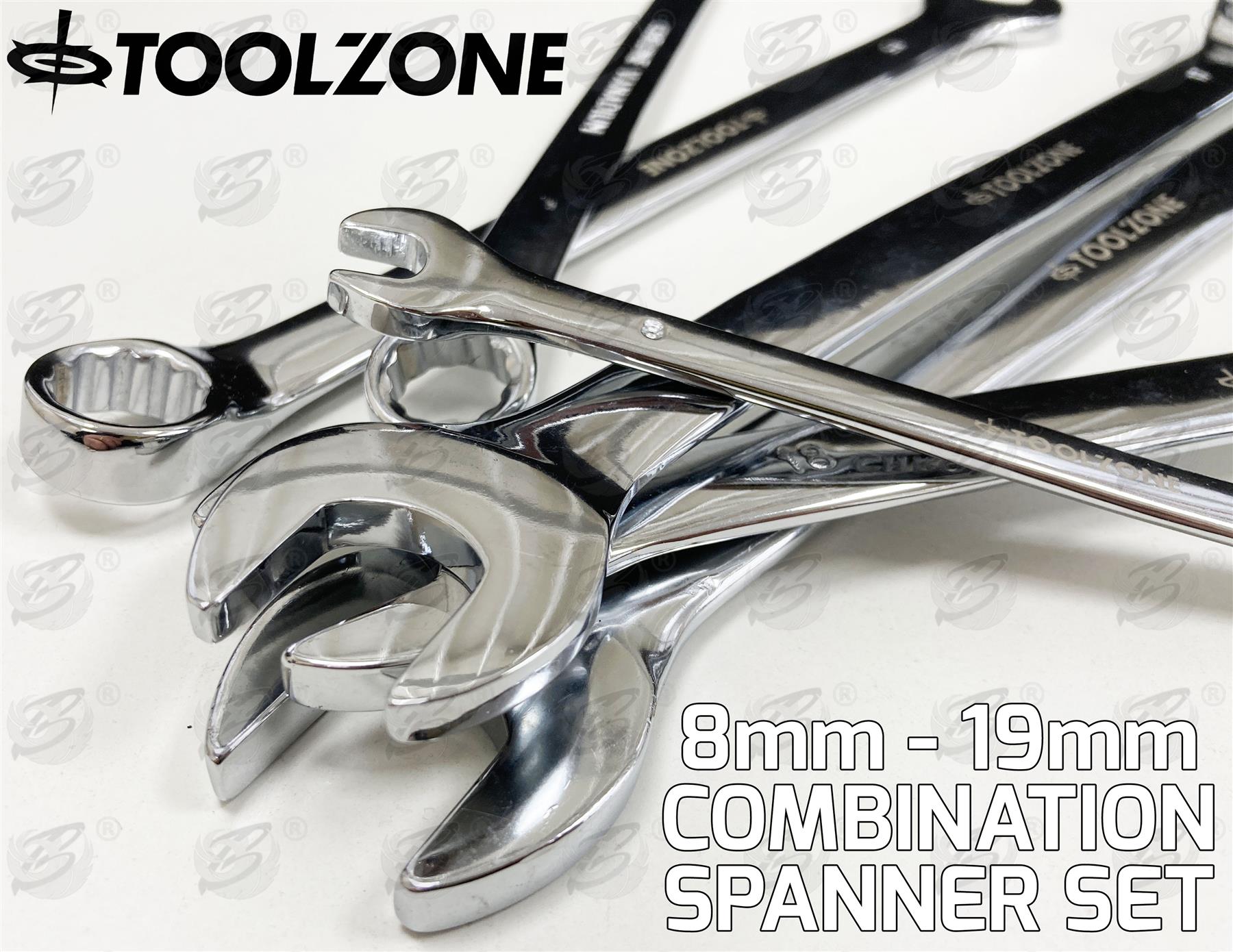 TOOLZONE 12PCS EXTRA LONG COMBINATION SPANNER SET 8MM - 19MM