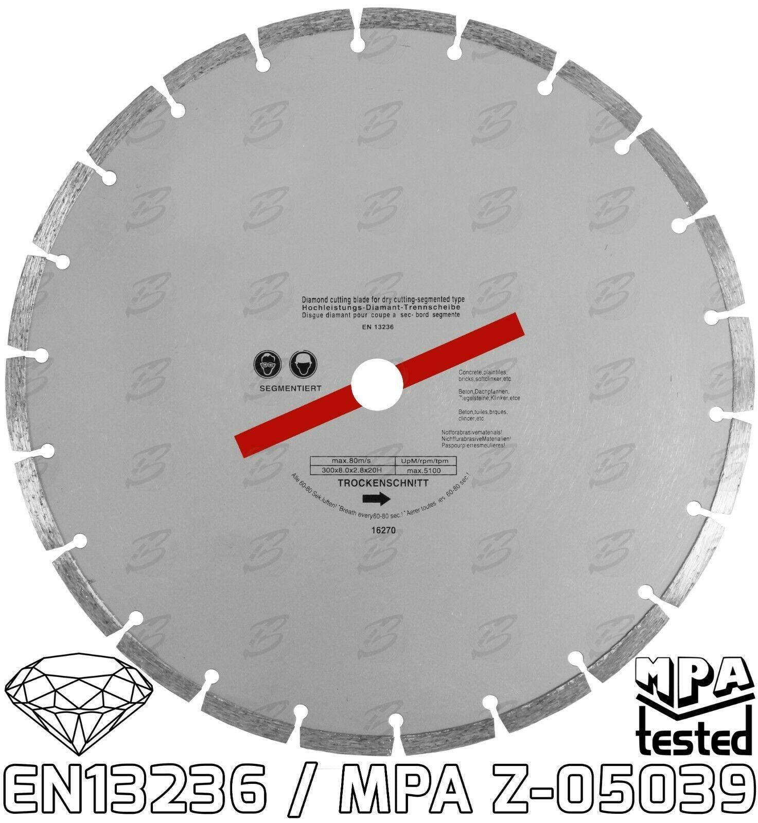 BLUESPOT 12" ( 300MM ) DIAMOND CUTTING DISC ( x 10 )