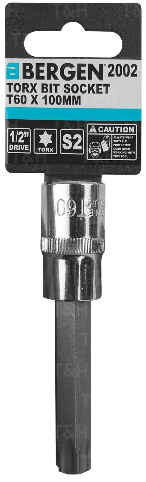 BERGEN T60 1/2" DRIVE 100MM LONG TORX BIT SOCKET ( SINGLE )