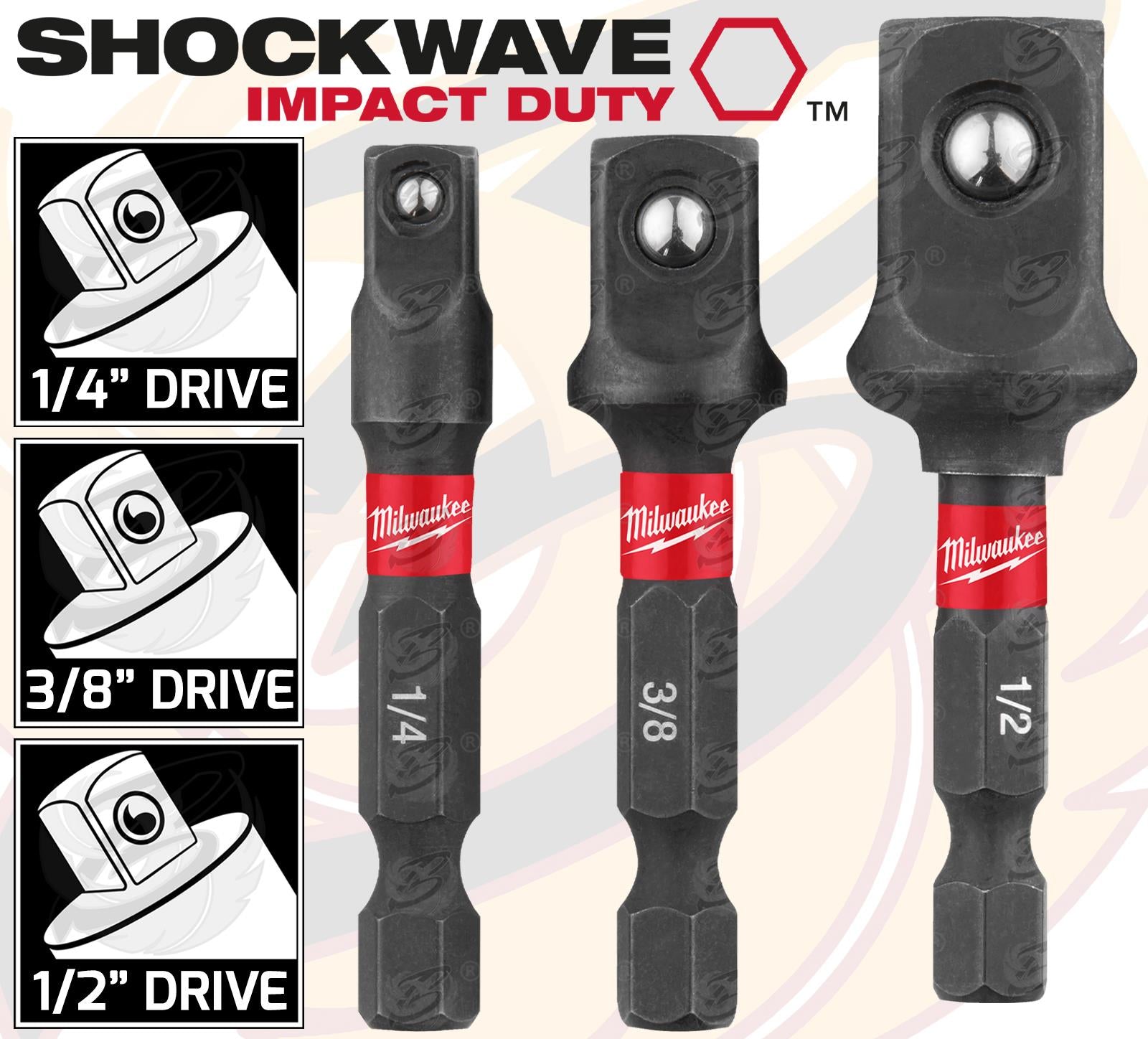 MILWAUKEE 3PCS IMPACT DRILL ADAPTERS
