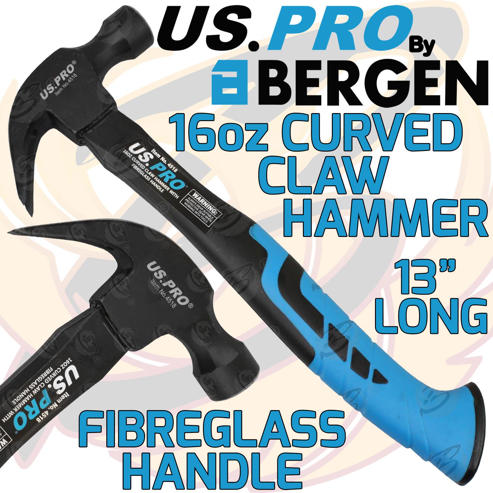 US PRO 16OZ FIBREGLASS CLAW HAMMER