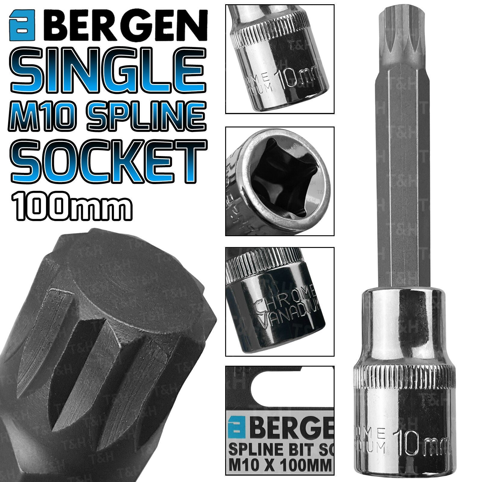US PRO M10 1/2" DRIVE 100MM LONG SPLINE BIT SOCKET ( SINGLE )
