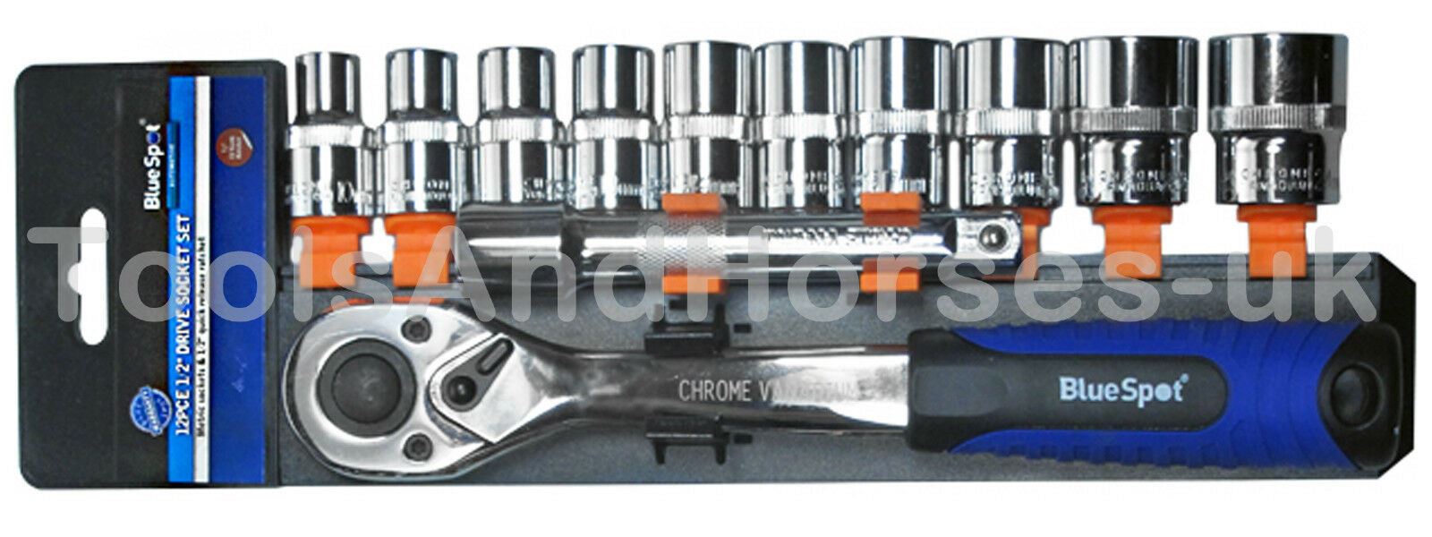 BLUESPOT 12PCS 1/2" DRIVE 6 POINT SOCKET SET 10MM - 24MM