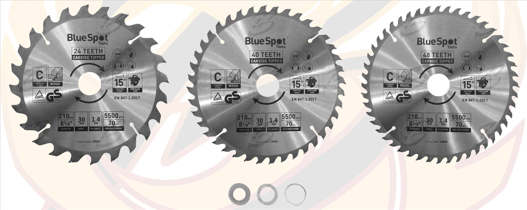 BLUESPOT CIRCULAR SAW BLADE 210MM x 30MM ( 20T & 24T & 40T ) ( TCT BLADES )