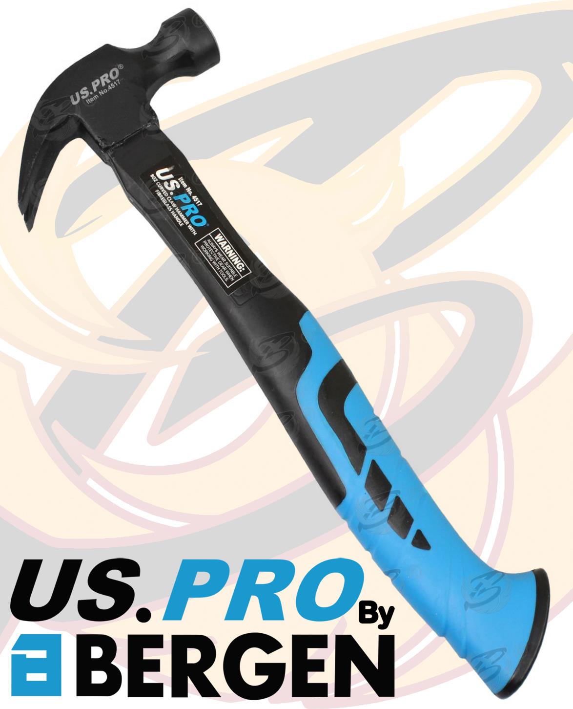 US PRO 8OZ FIBREGLASS CLAW HAMMER