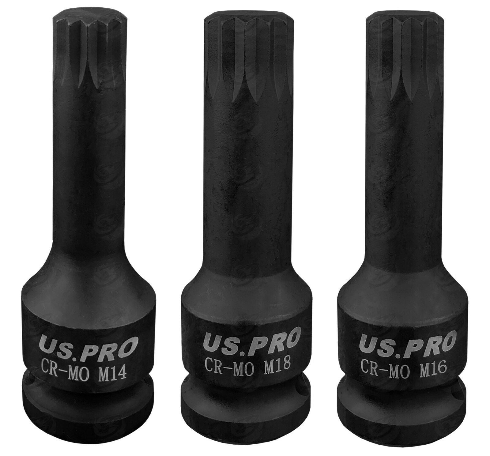 US PRO 6PCS 1/2" DRIVE IMPACT SPLINE BIT SOCKETS M14 - M18