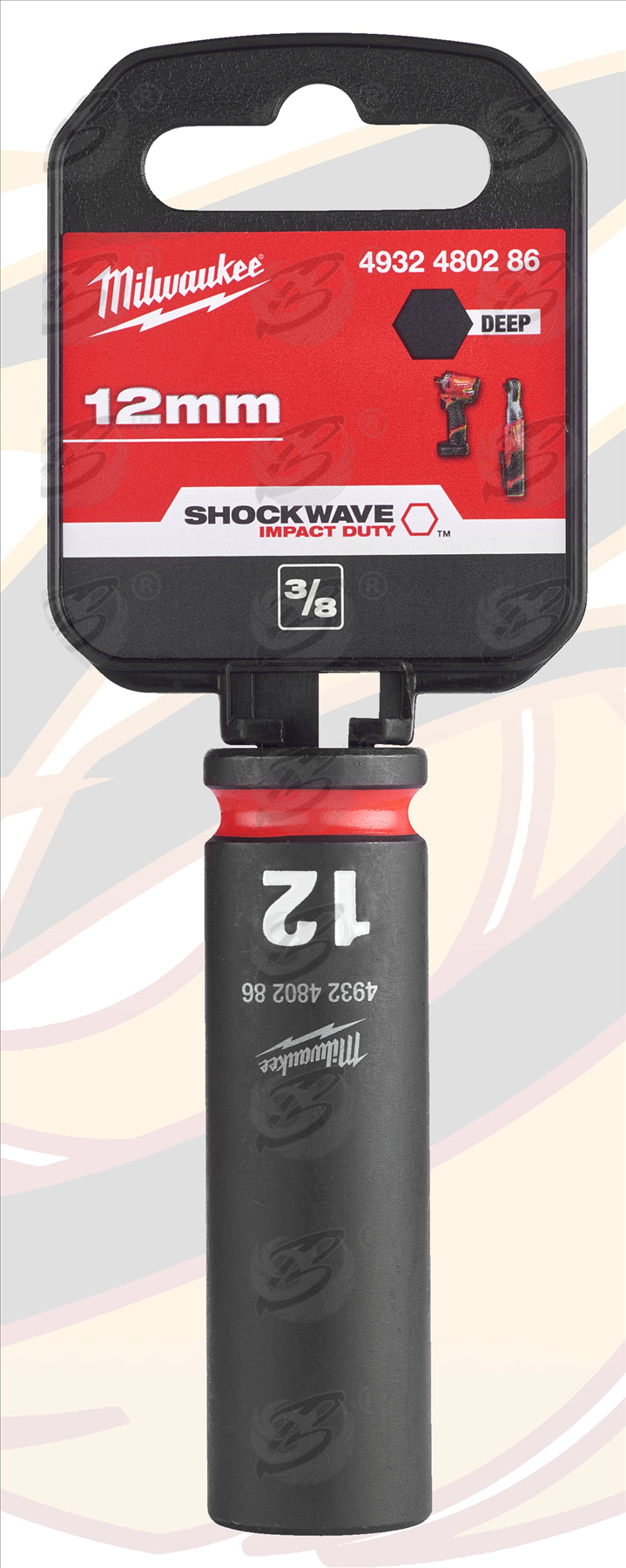 MILWAUKEE 12MM 3/8" DRIVE 6 POINT DEEP IMPACT SOCKET ( SINGLE )