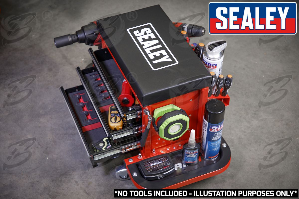 SEALEY MECHANIC STOOL / UTILTIY BOX ( RED )