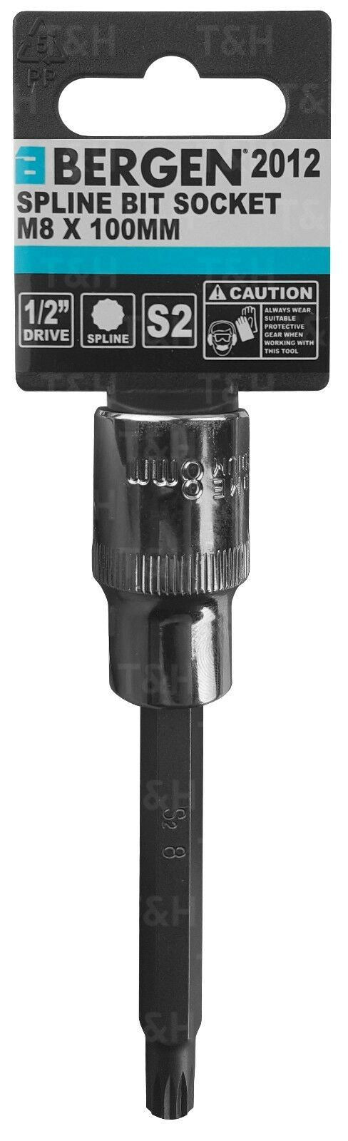 US PRO M8 1/2" DRIVE 100MM LONG SPLINE BIT SOCKET ( SINGLE )
