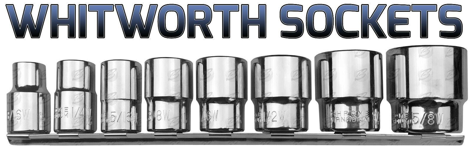 TOOLZONE 8PCS 1/2" DRIVE 12 POINT WHITWORTH SHALLOW SOCKETS