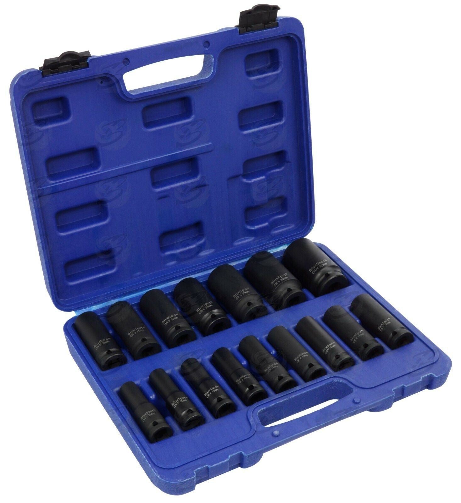 BLUESPOT 16PCS 1/2" DRIVE 6 POINT DEEP IMPACT SOCKETS 10MM - 32MM