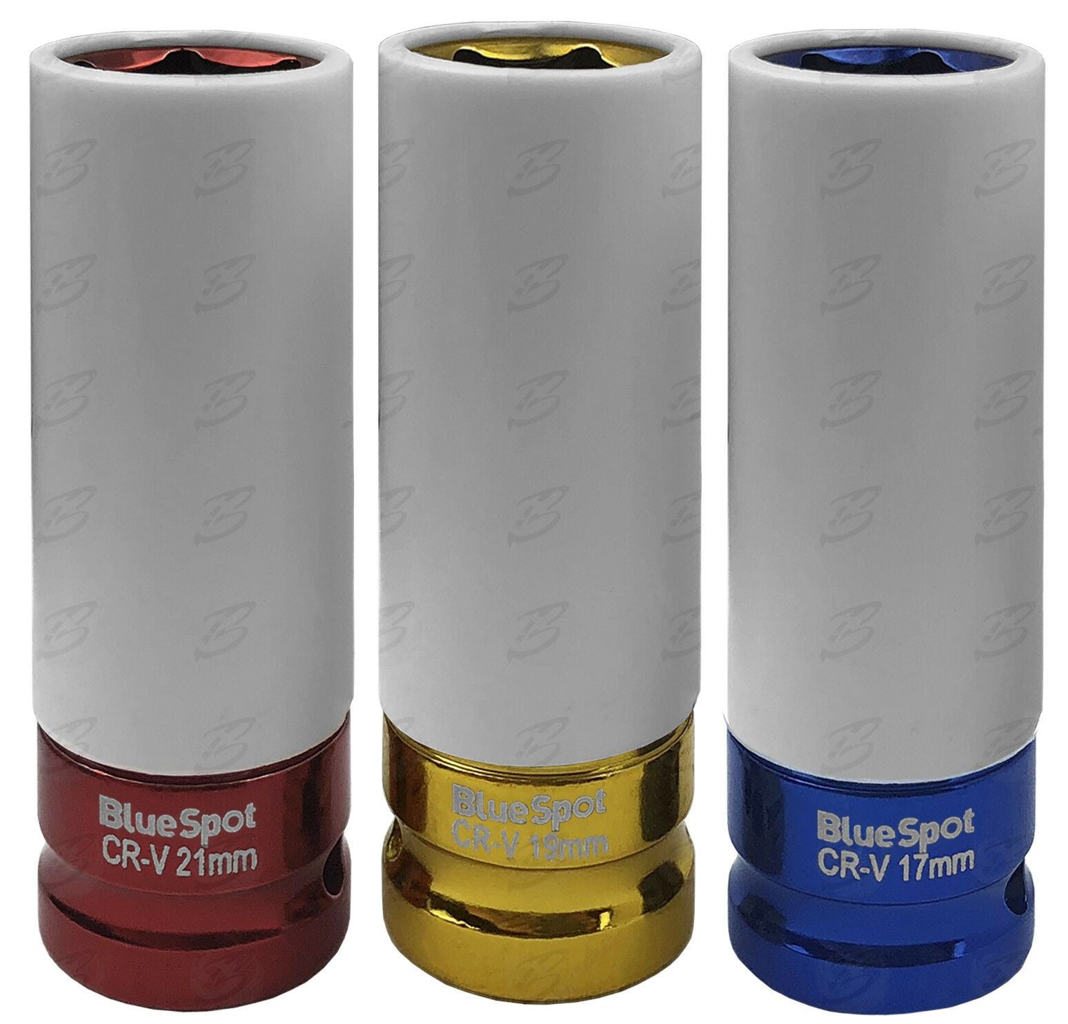BLUESPOT 3PCS 1/2" DRIVE 6 POINT ALLOY WHEEL NUT SOCKETS 17MM - 19MM - 21MM