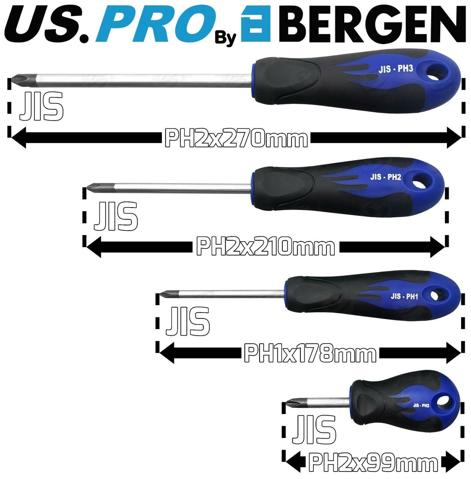 US PRO 4PCS JIS ( JAPANESE INDUSTRIAL SCREWDRIVERS )