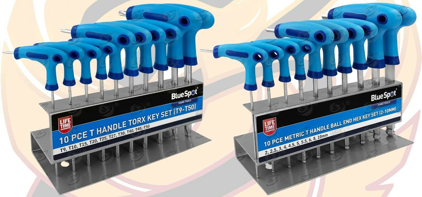 BLUESPOT 20PCS T - HANDLE TORX & HEX KEY SET ( H2 - H10 ) ( T9 - T50 )