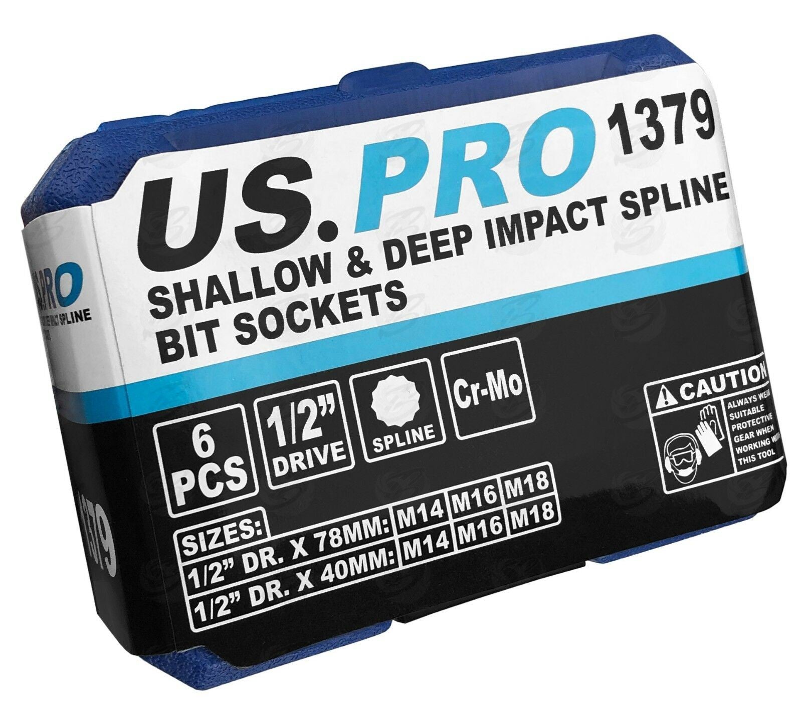 US PRO 6PCS 1/2" DRIVE IMPACT SPLINE BIT SOCKETS M14 - M18