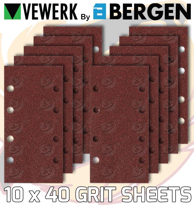 VEWERK 10PCS 40 GRIT SANDING SHEET 93MM x 190MM