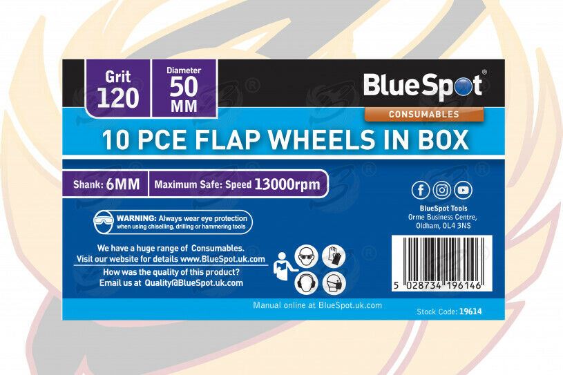 BLUESPOT 10PCS FLAP WHEEL DISCS ( 120 GRIT - 50MM )