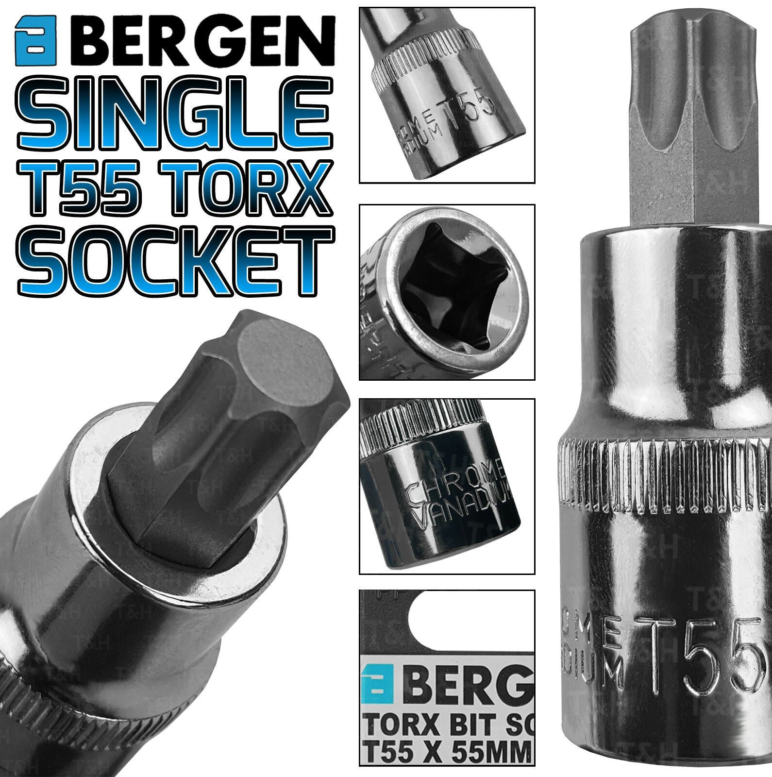 US PRO T55 1/2" DRIVE 55MM LONG TORX BIT SOCKET ( SINGLE )