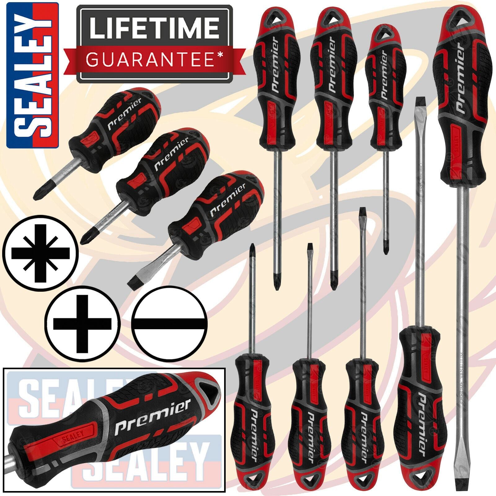 SEALEY 11PCS MAGNETIC SCREWDRIVER SET ( SLOTTED - PHILLIPS - POZIRDRIVE )