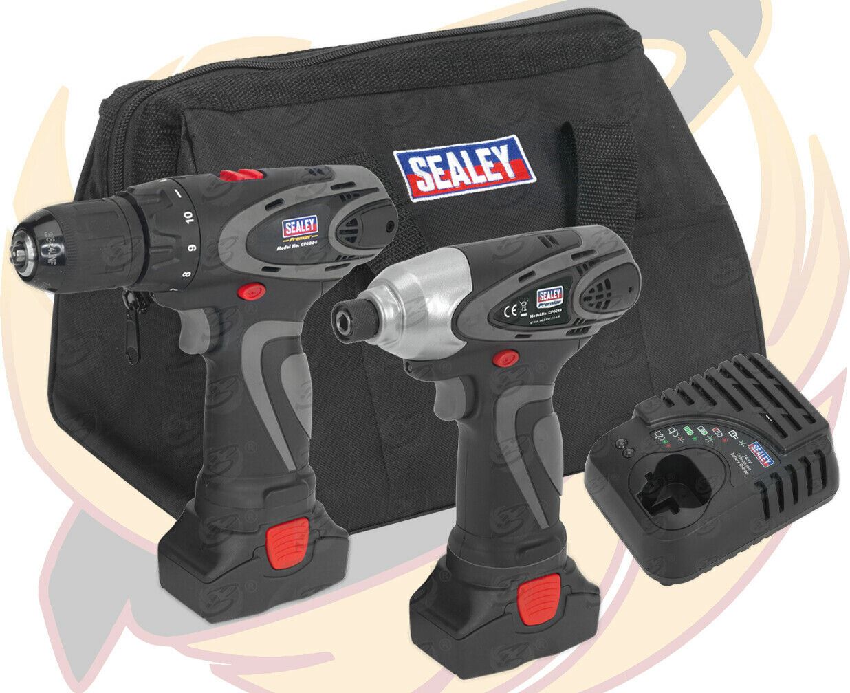 SEALEY 14.4V CORDLESS COMBO KIT DRILL & IMPACT DRIVER 117NM 2AH LITHIUM ION x2 BATTERIES