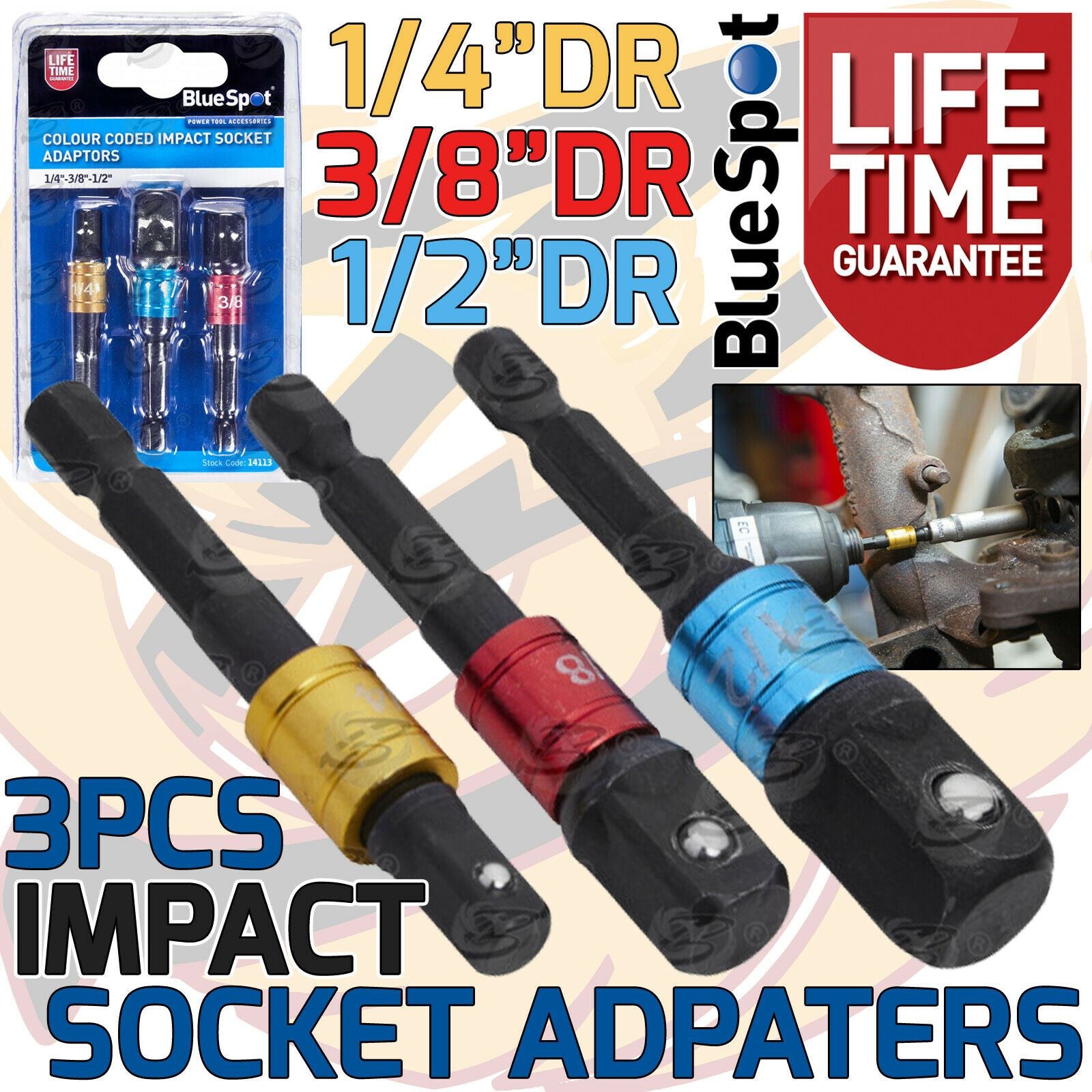 BLUESPOT 3PCS IMPACT DRILL ADAPTER