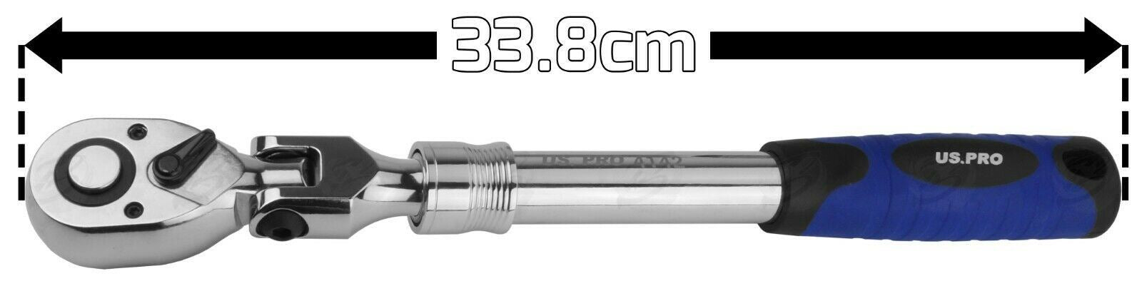 US PRO 1/2" DRIVE 72 TOOTH FLEXI HEAD EXTENDABLE RATCHET HANDLE