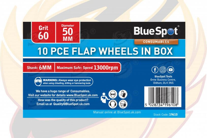 BLUESPOT 10PCS FLAP WHEEL DISCS ( 60 GRIT - 50MM )