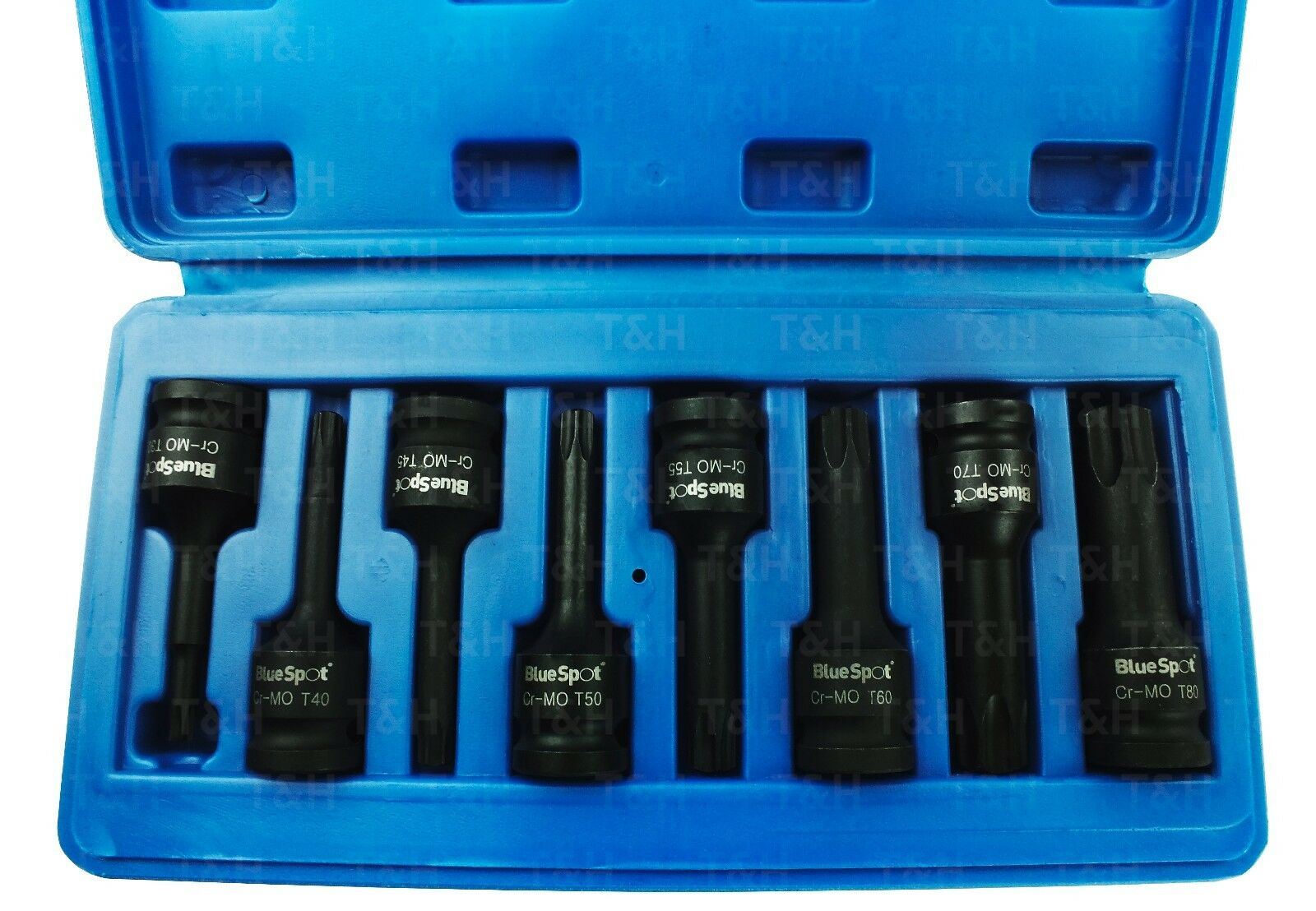 BLUESPOT 8PCS 1/2" DRIVE IMPACT TORX BIT SOCKETS T30 - T0