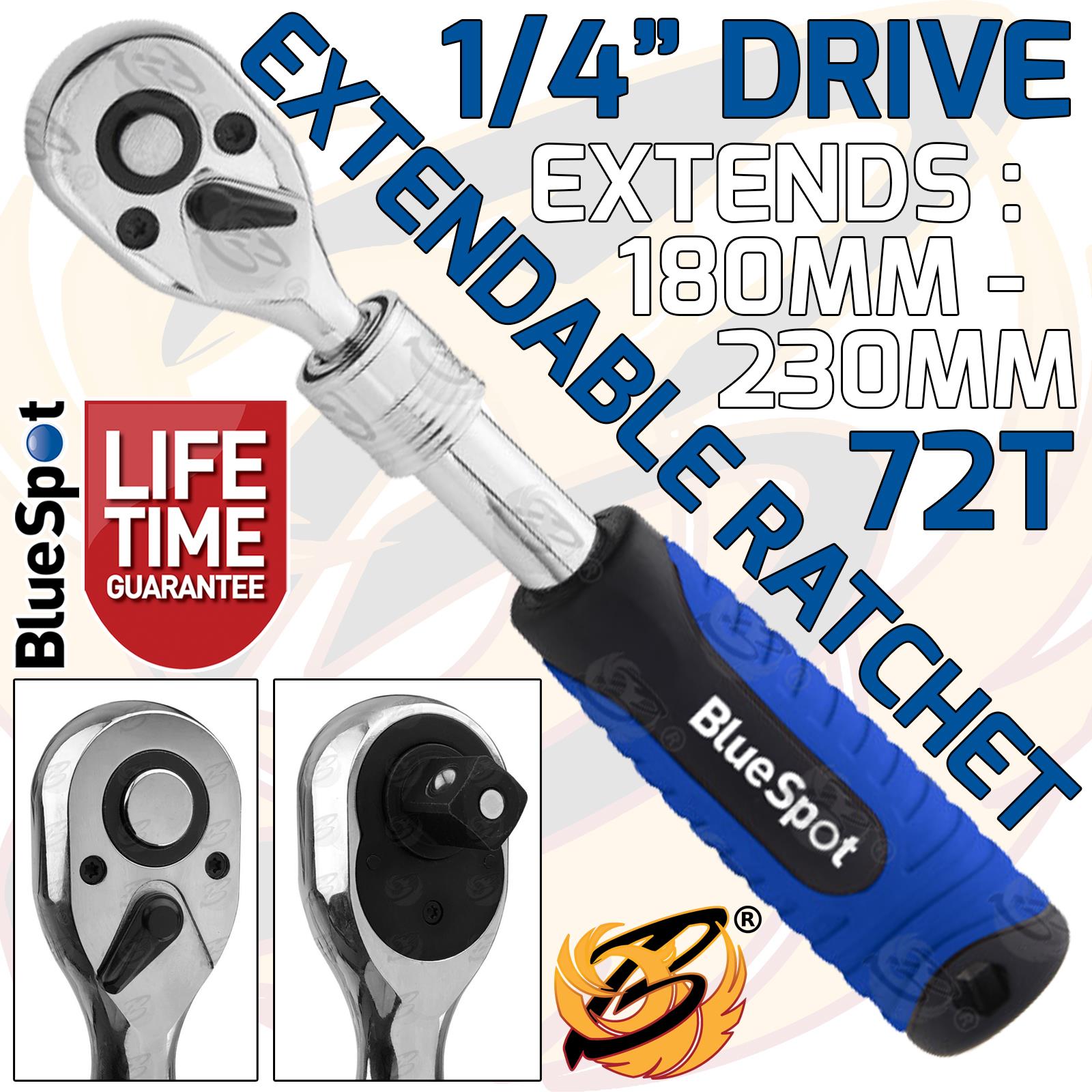 BLUESPOT 1/4" DRIVE 72 TOOTH EXTENDABLE RATCHET HANDLE