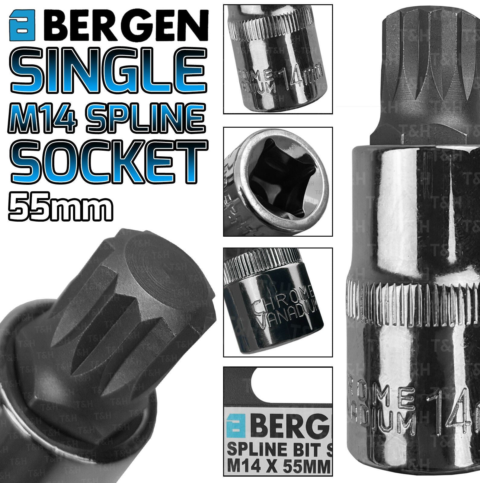 US PRO M14 1/2" DRIVE 55MM LONG SPLINE BIT SOCKET ( SINGLE )