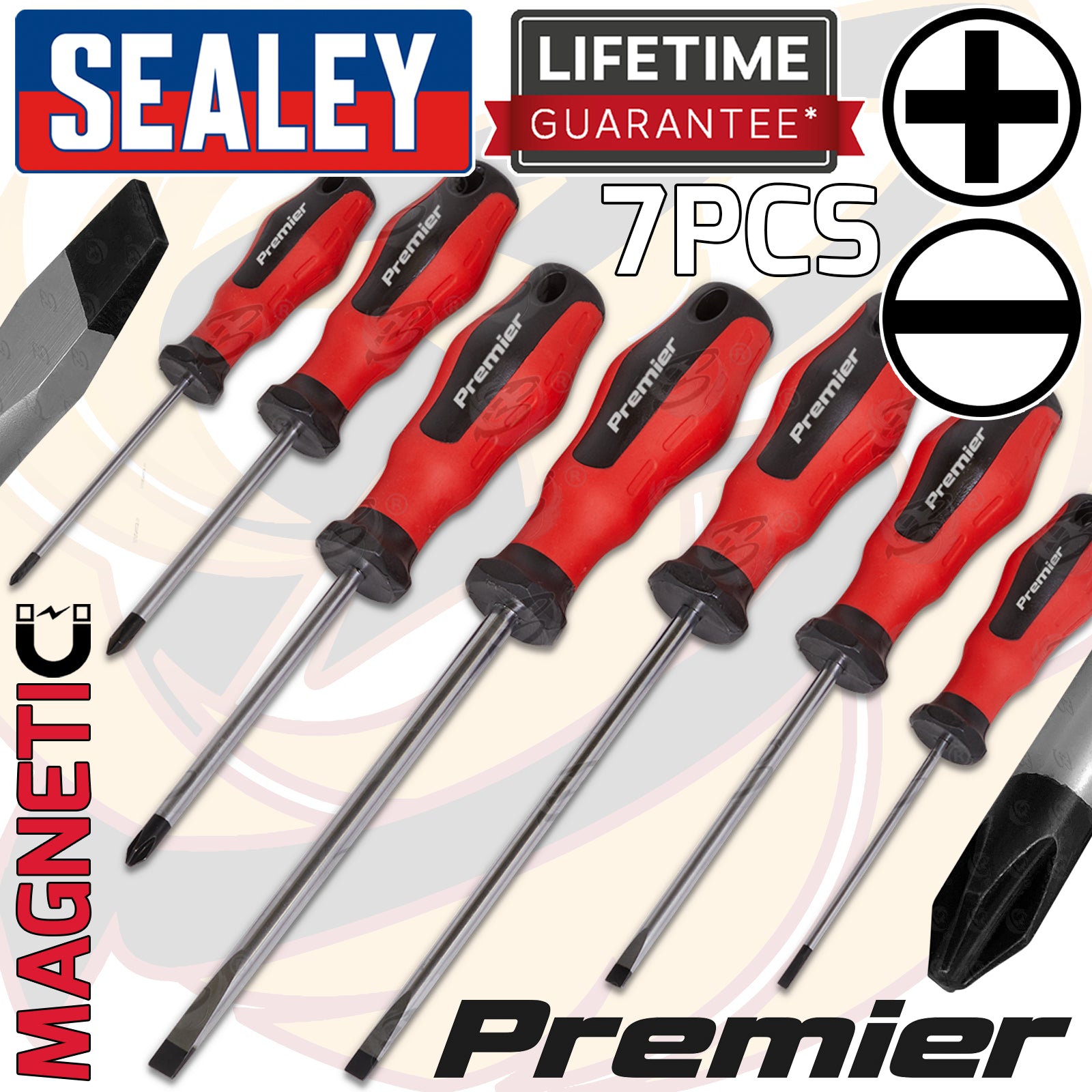 SEALEY 7PCS MAGNETIC SCREWDRIVERS ( SLOTTED - PHILLIPS )