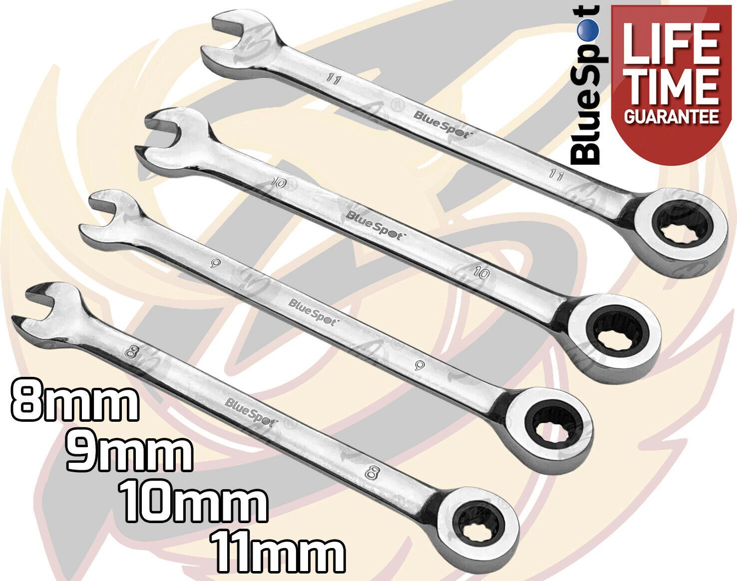 BLUESPOT 12PCS COMBINATION RATCHET SPANNER SET 8MM - 19MM