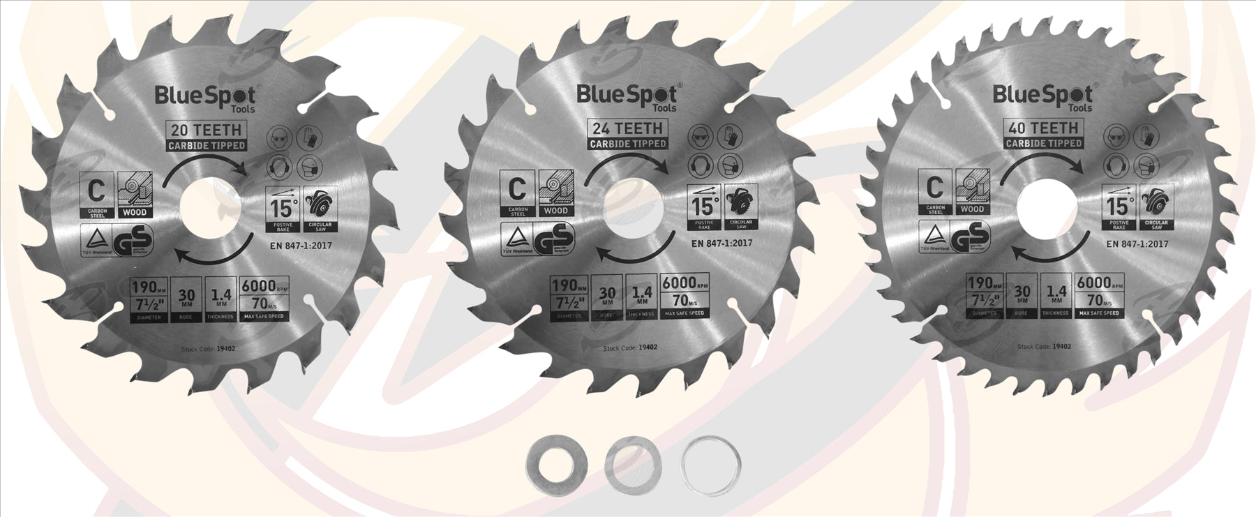 BLUESPOT CIRCULAR SAW BLADE 190MM x 30MM ( 20T & 24T & 40T ) ( TCT BLADES )