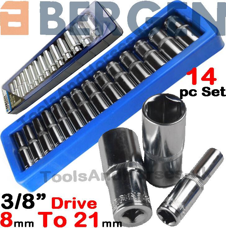 US PRO 14PCS 3/8" DRIVE DEEP SOCKETS 8MM - 21MM