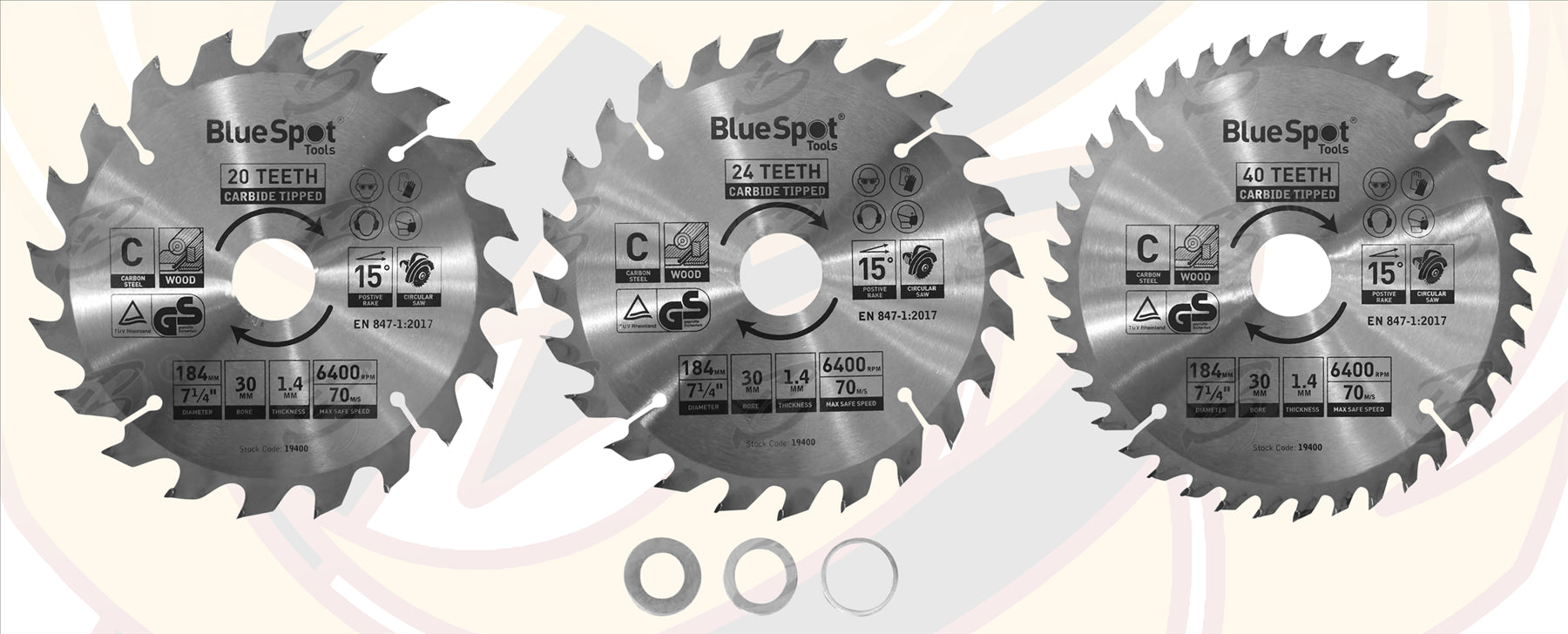 BLUESPOT CIRCULAR SAW BLADE 184MM x 30MM ( 20T & 24T & 40T ) ( TCT BLADES )
