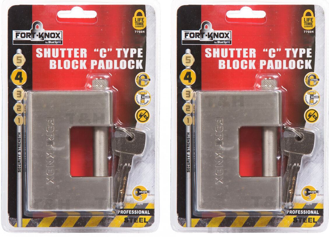 BLUESPOT 94MM SHUTTER "C" TYPE / CONTAINER PADLOCK ( x 2 )