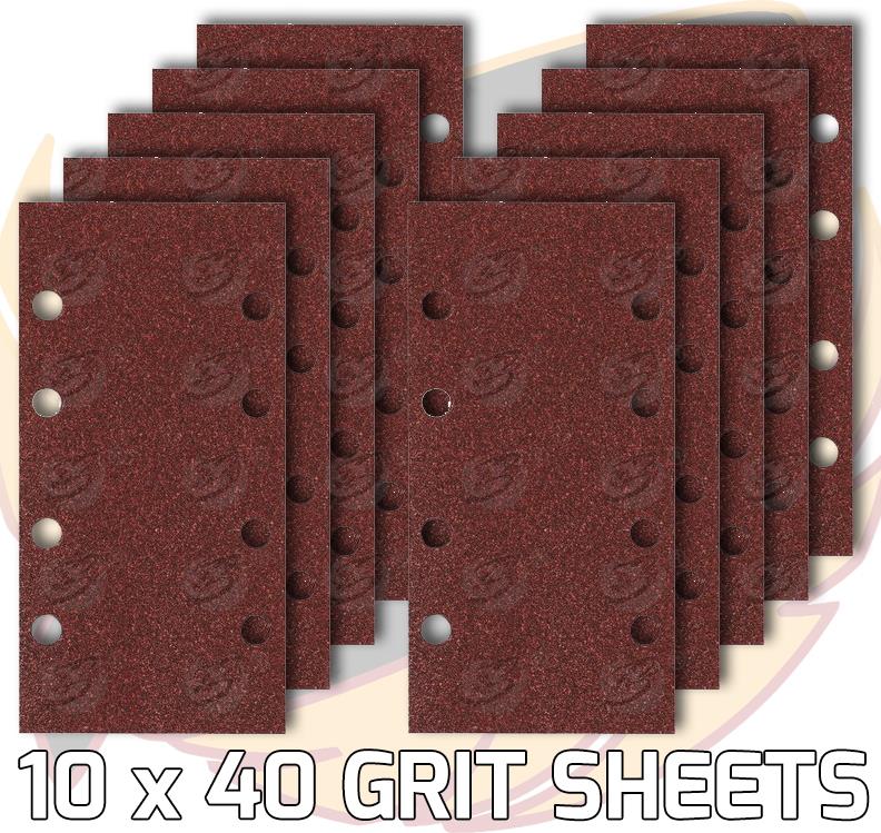 VEWERK 10PCS 40 GRIT SANDING SHEET 93MM x 190MM
