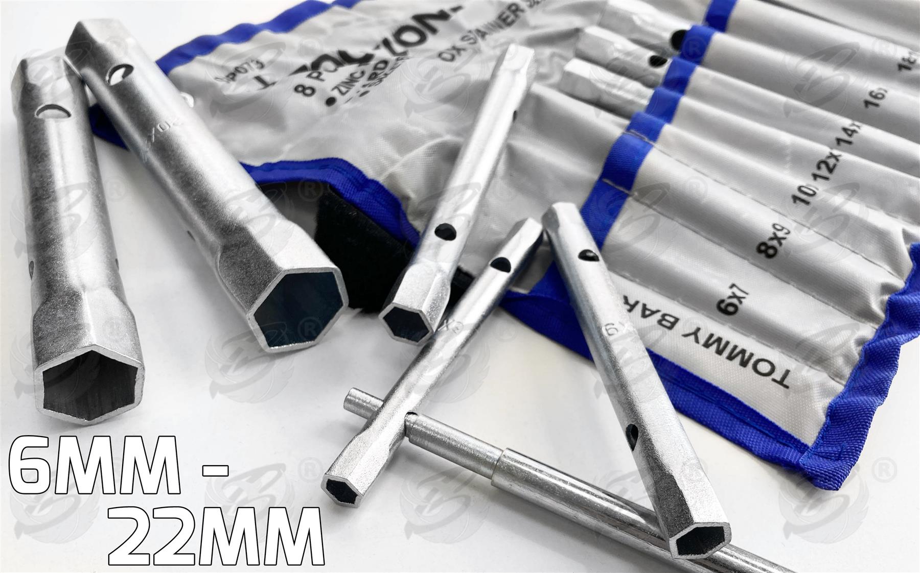 TOOLZONE 8PCS TUBULAR BOX SPANNERS 6MM - 22MM