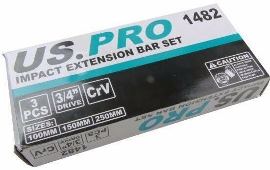 US PRO 3PCS 3/4" DRIVE IMPACT EXTENSION BARS 4" - 6" - 10"