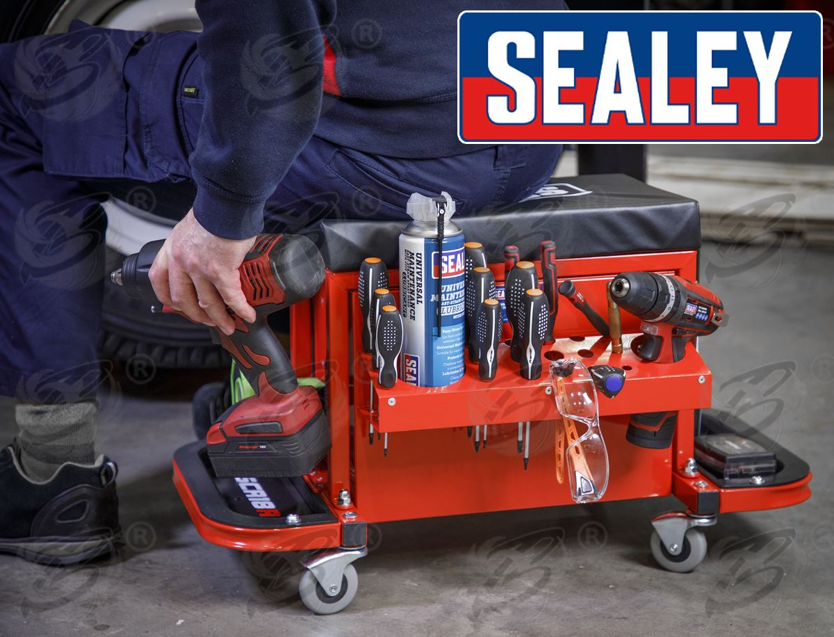 SEALEY MECHANIC STOOL / UTILTIY BOX ( RED )