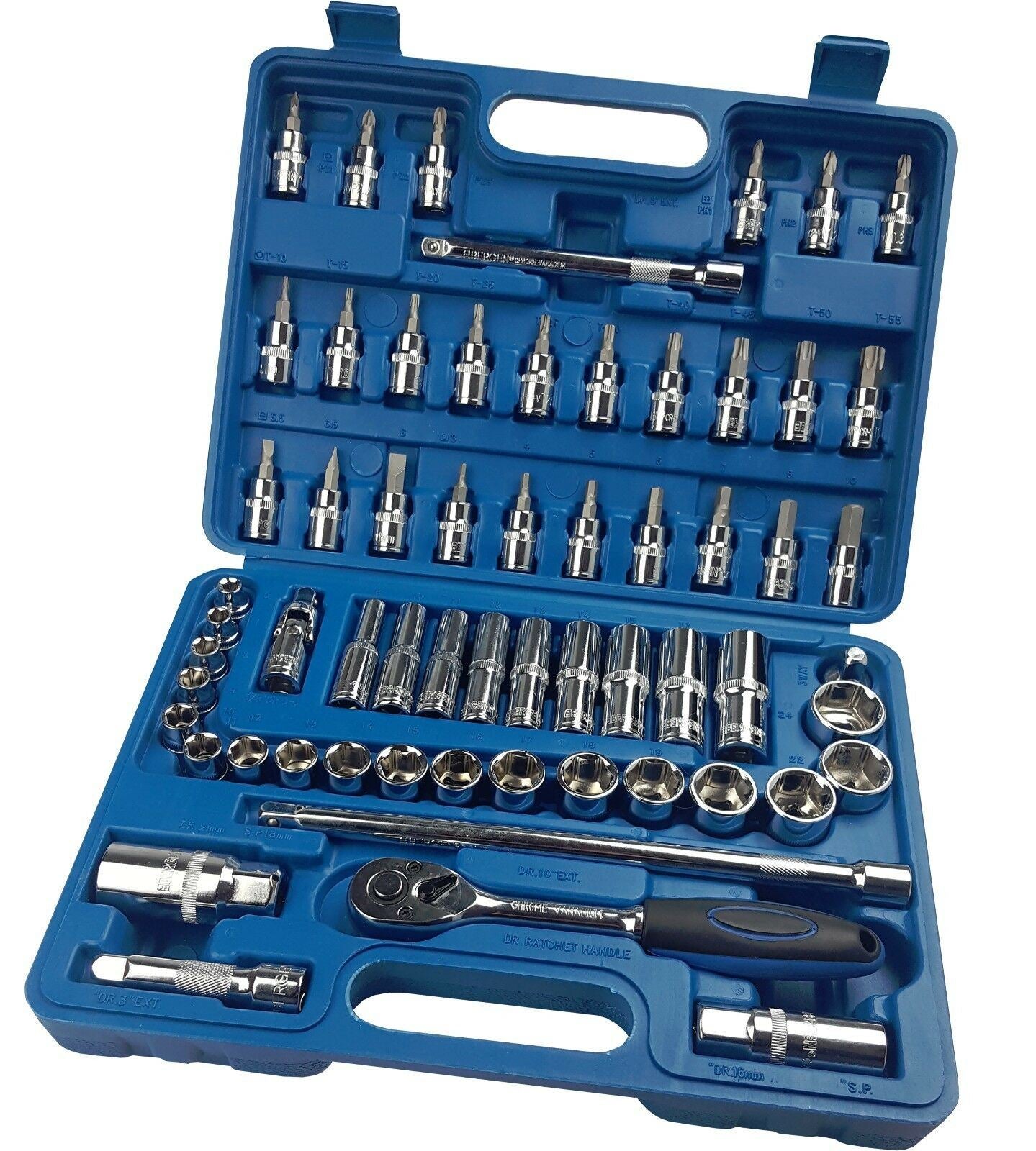 US PRO 61PCS 3/8" DRIVE 6 POINT SOCKET & BIT SET 6MM - 24MM