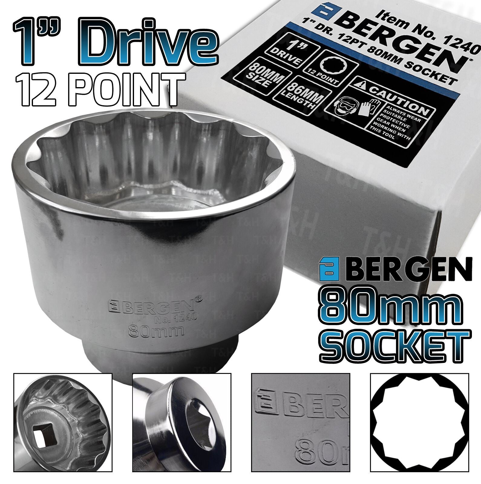 US PRO 80MM 1" DRIVE 12 POINT SOCKET ( SINGLE )