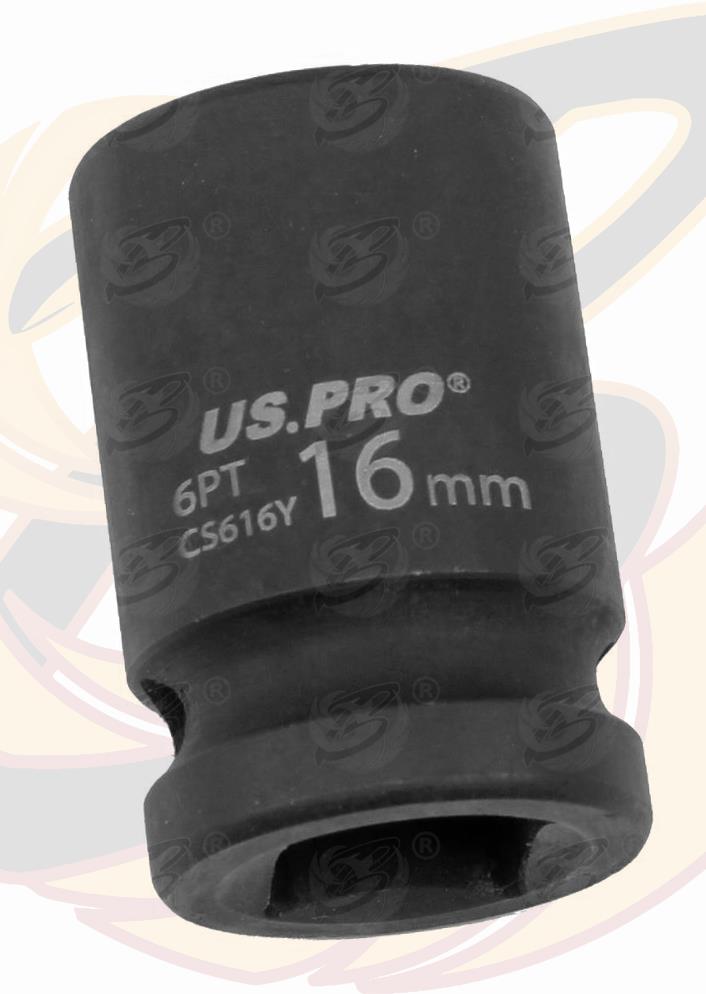 US PRO 16MM 1/2" DRIVE 6 POINT SHALLOW IMPACT SOCKET ( SINGLE )